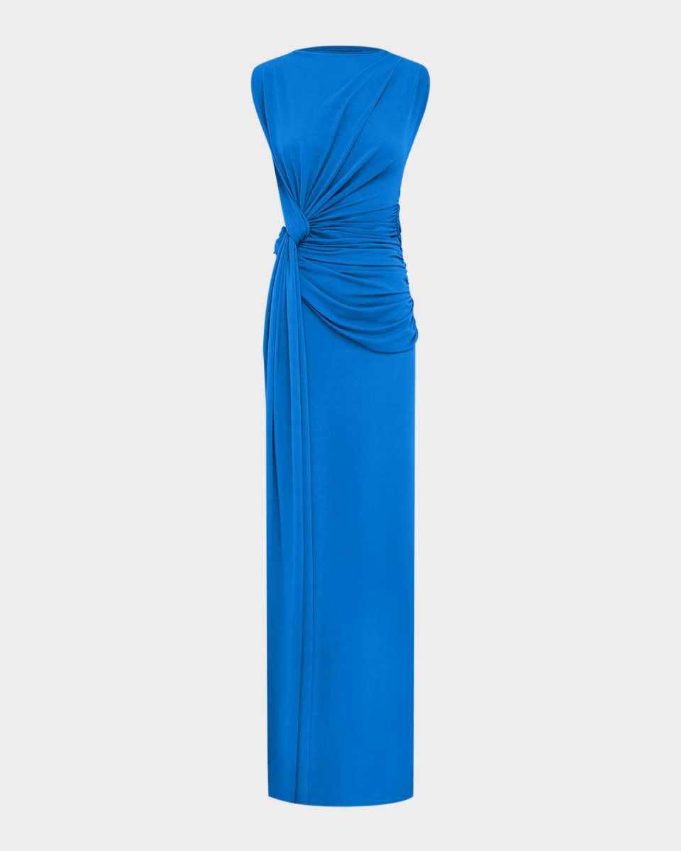 Sleeveless Twist Ruched Crepe Jersey Gown